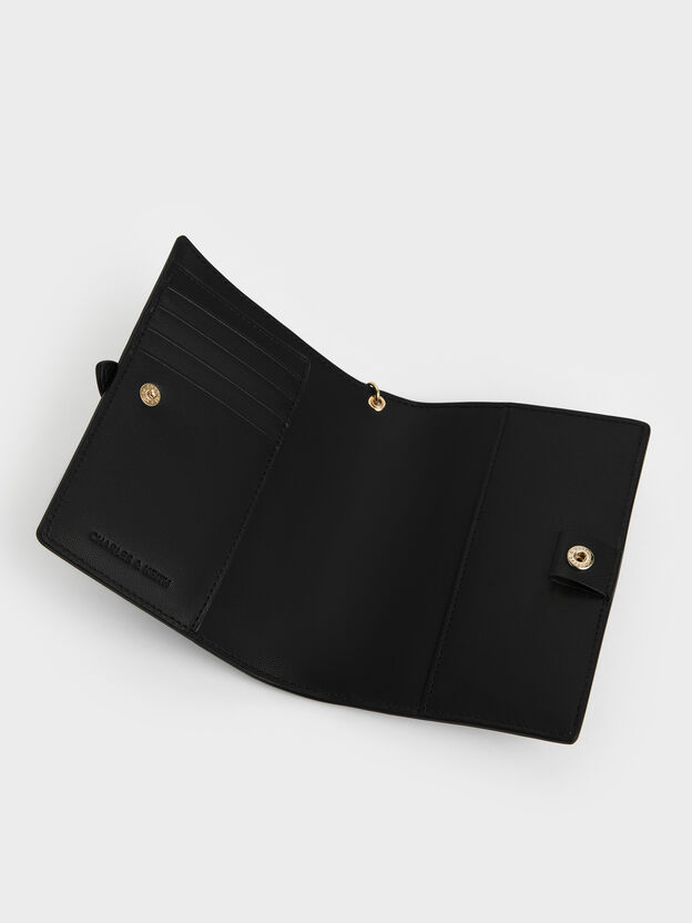 Rey Heart Belted Passport Holder, Black, hi-res
