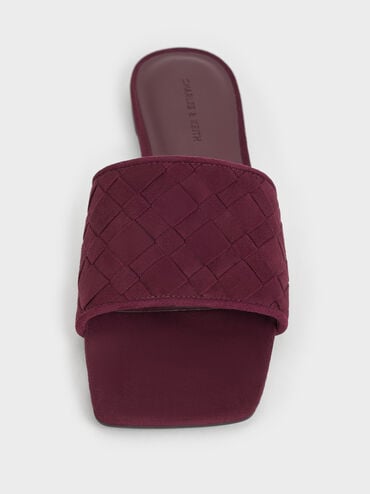 Ivette Faux Suede Woven Slide Sandals, Burgundy, hi-res