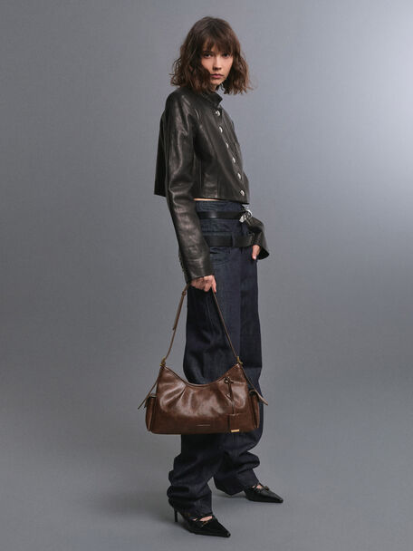Khai Side-Pocket Shoulder Bag, Distressed Coffee, hi-res