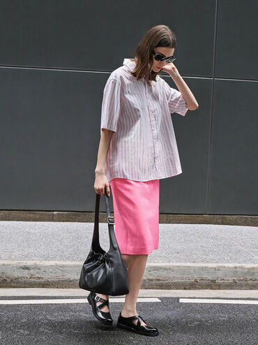 Brigette Ruched Shoulder Bag, Noir, hi-res