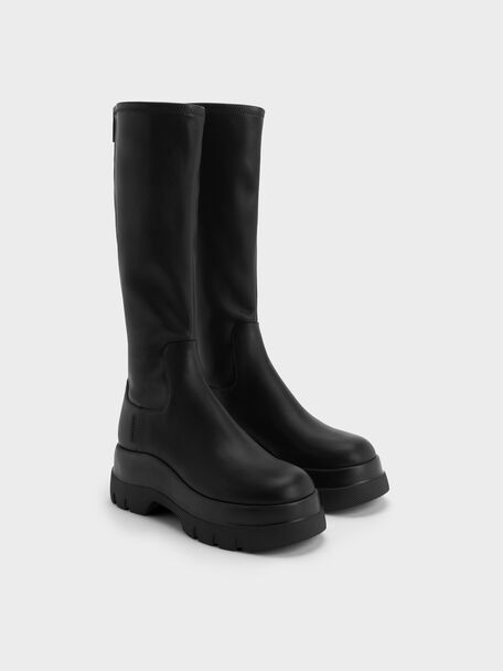 Leoi Chunky Knee-High Boots, Black, hi-res