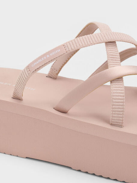Levy Satin Strappy Flatform Sandals, Light Pink, hi-res