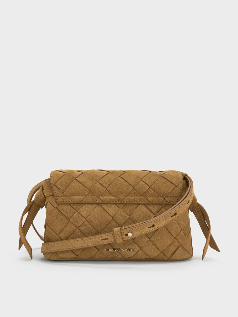 Ivette Recycled Suede Woven Crossbody Bag, Sahara Sand, hi-res