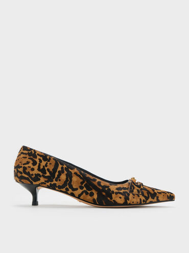 Georgina Calf Hair Leopard-Print Pointed-Toe Kitten-Heel Pumps, Animal Print Brown, hi-res