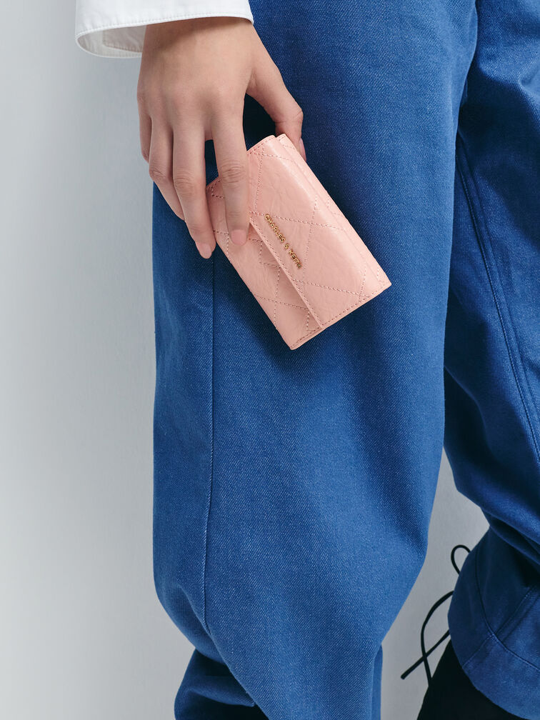 Duo Quilted Fold-Over Wallet, Light Pink, hi-res