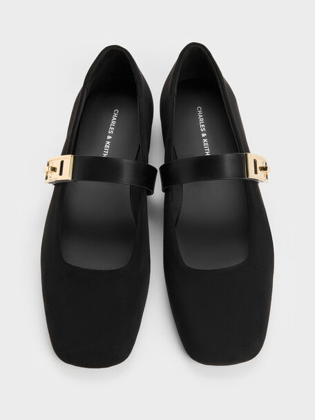 Lando Faux Suede Mary Jane Flats, Black2, hi-res