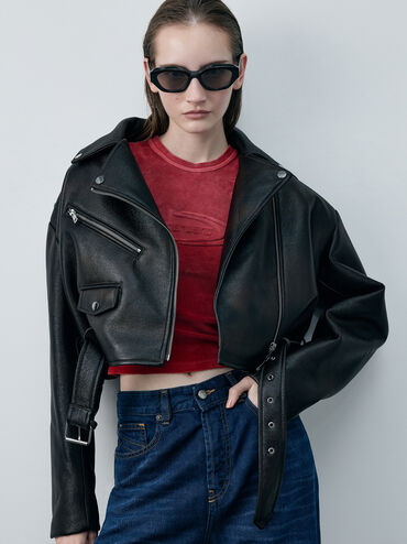 Onyx Recycled Acetate Cat-Eye Sunglasses, Black, hi-res