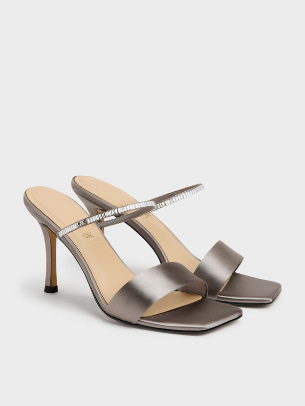 Gem Heeled Mules, Pewter, hi-res
