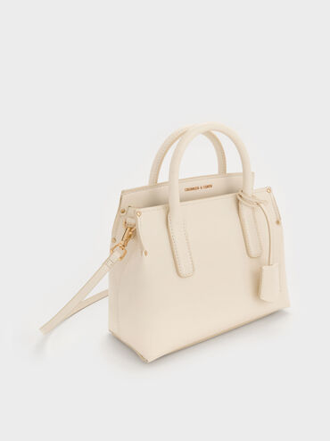 Rene Structured Top Handle Bag, Cream, hi-res