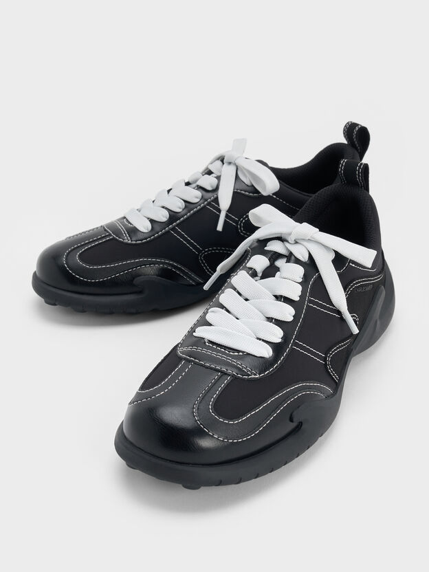 Minette Low-Top Sneakers, Black Textured, hi-res
