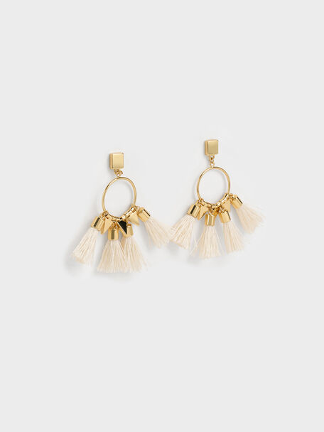Orelia Tassel Drop Earrings, Cream, hi-res