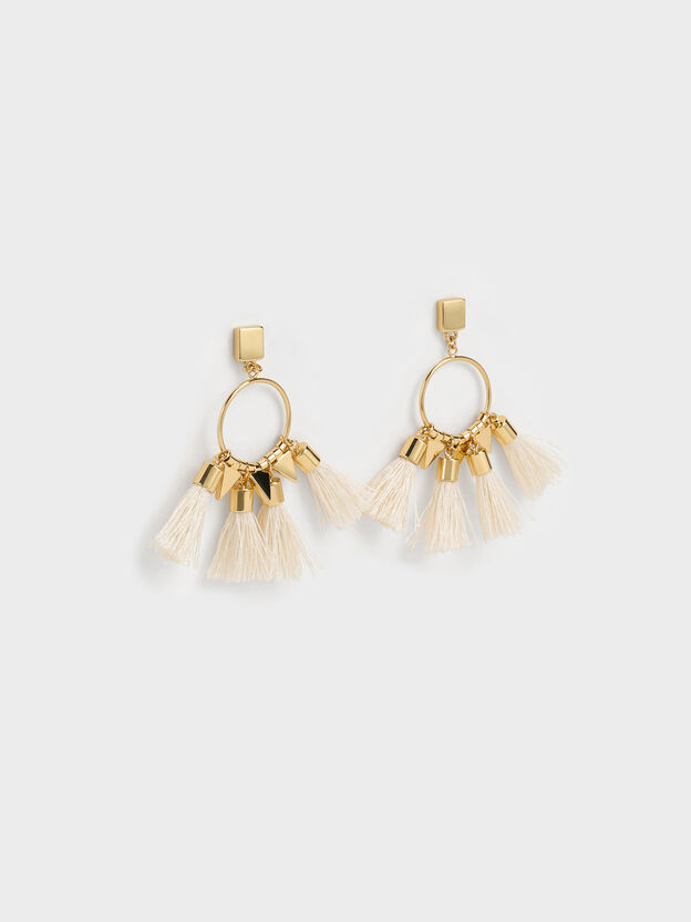 Orelia Tassel Drop Earrings, Cream, hi-res