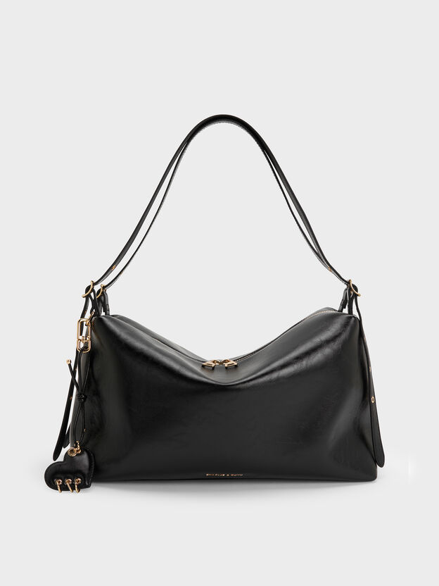Rey Slouchy Shoulder Bag, Black, hi-res