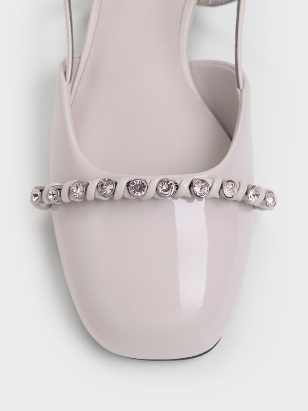 Patent Crystal Slingback Flats, Lilac, hi-res