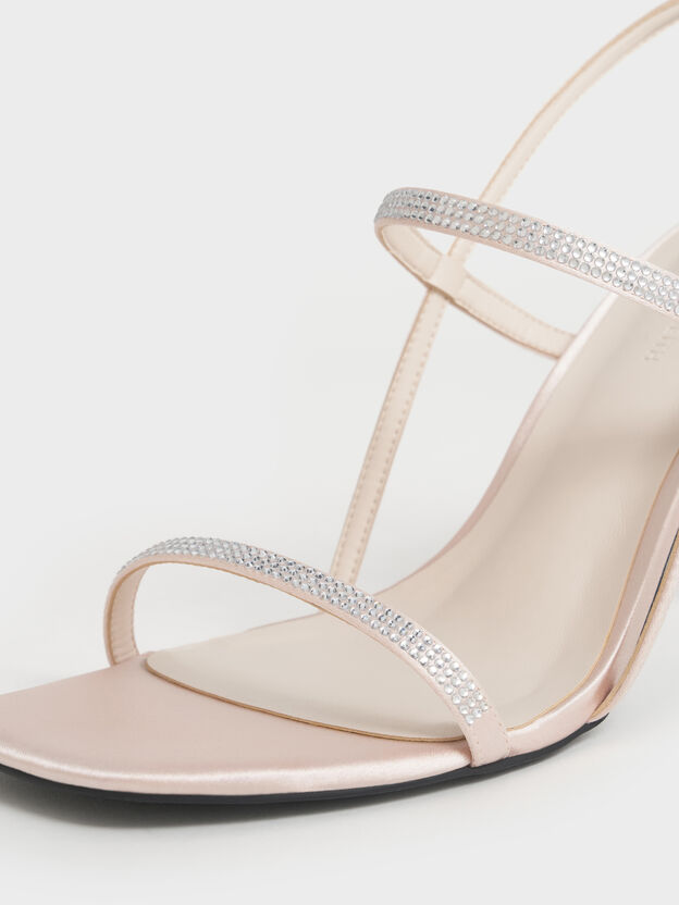 Arona Satin Crystal Stiletto Sandals, Nude, hi-res