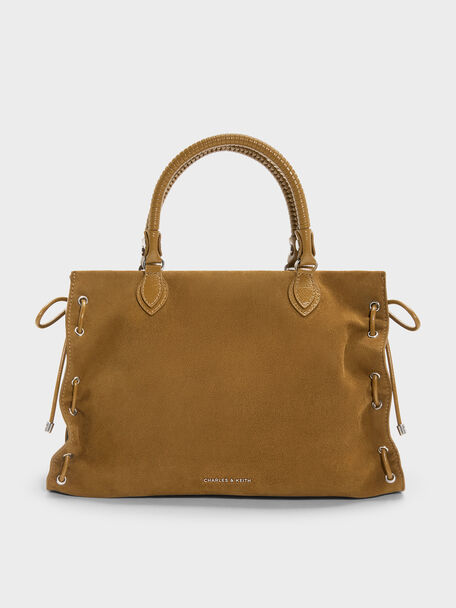 Large Nylah Grommet Lace-Up Tote Bag, Sahara Sand, hi-res