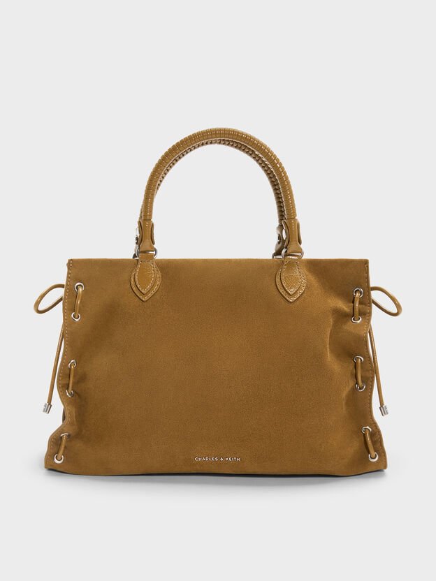 Large Nylah Grommet Lace-Up Tote Bag, Sahara Sand, hi-res