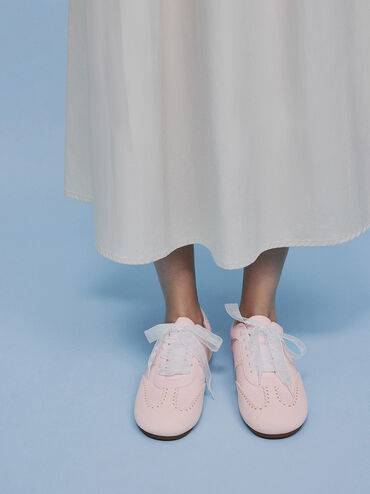 Cece Heart-Motif Sheer-Lace Sneakers, Light Pink, hi-res