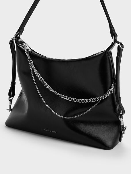 Atwood Chain Hobo Bag, Noir, hi-res
