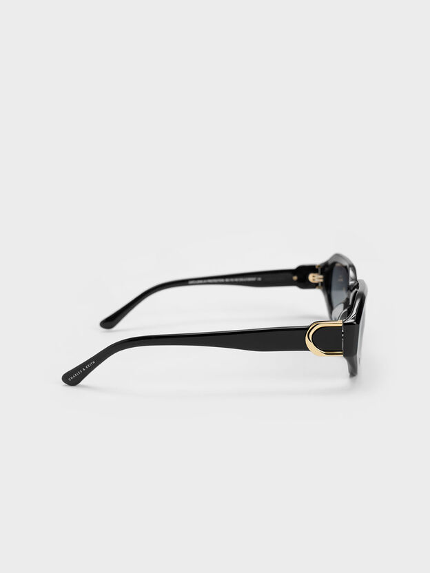 Gabine Oval Sunglasses, Black, hi-res