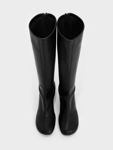 Block-Heel Knee-High Boots, Black, hi-res