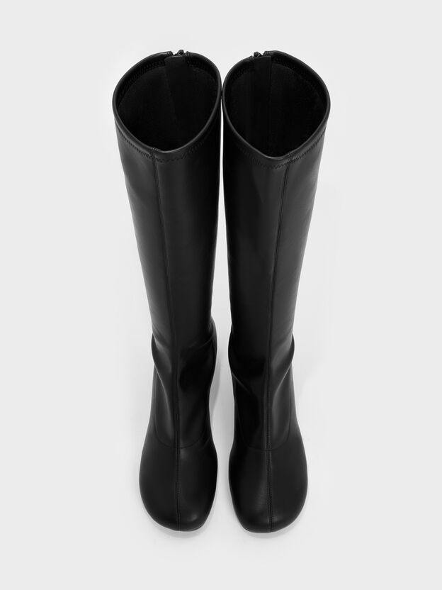 Block-Heel Knee-High Boots, Black, hi-res