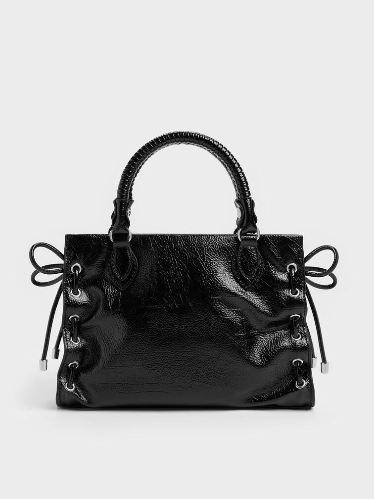 Mini Nylah Grommet Lace-Up Tote Bag, Noir, hi-res