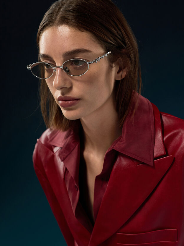 Paige Bow Crystal Sunglasses, Silver, hi-res