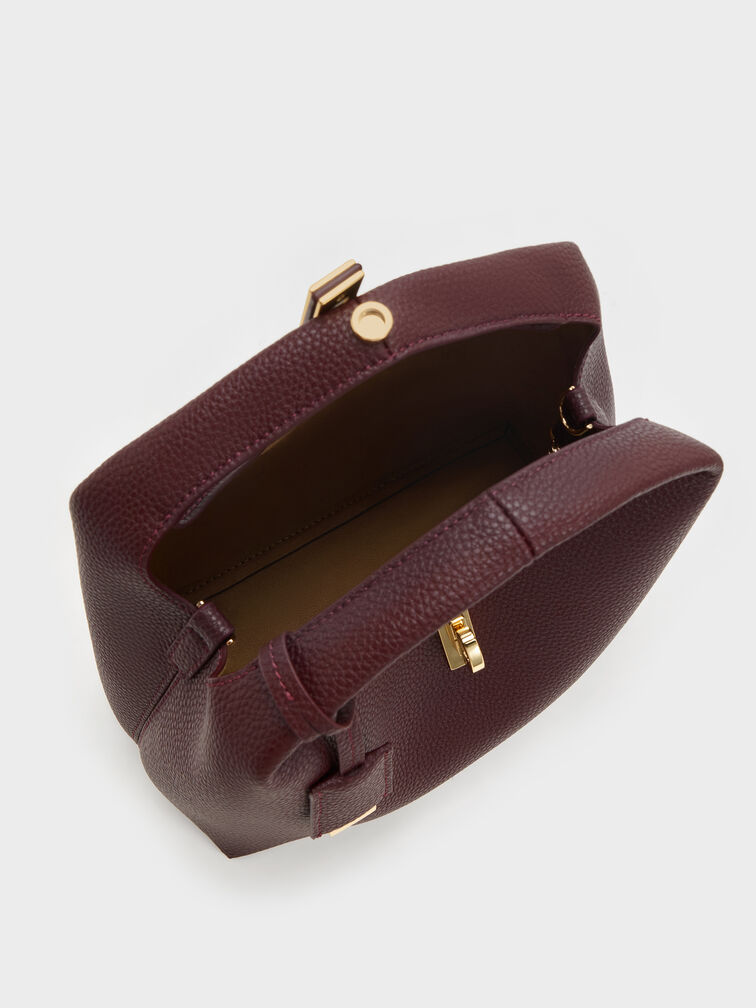 Chance Turn-Lock Bucket Bag, Wineberry Red, hi-res
