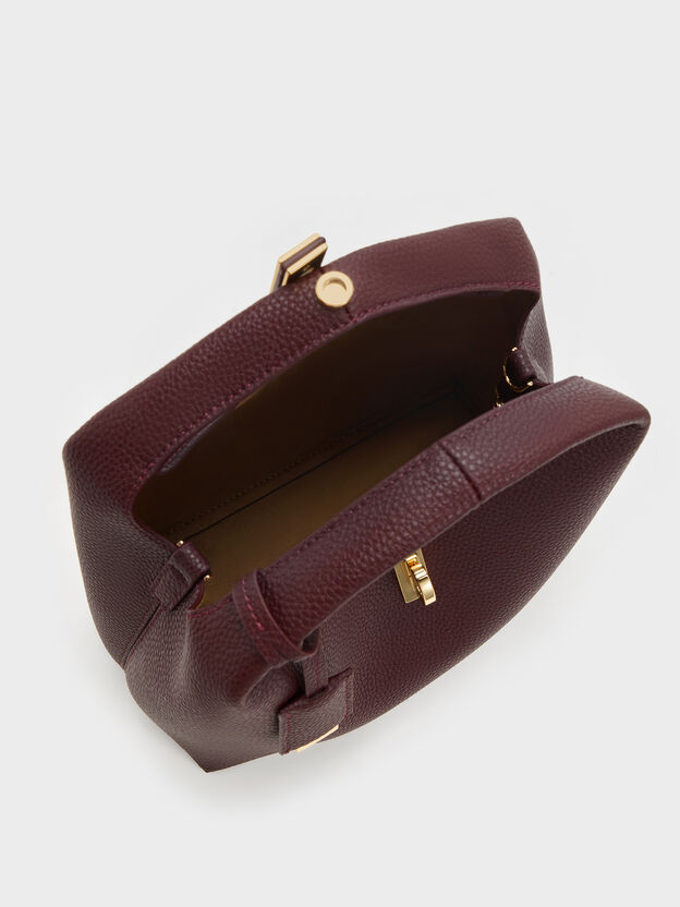Chance Turn-Lock Bucket Bag, Wineberry Red, hi-res