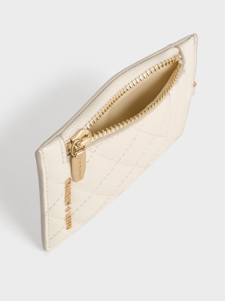 Wisteria Quilted Braided-Strap Card Holder, Cream, hi-res