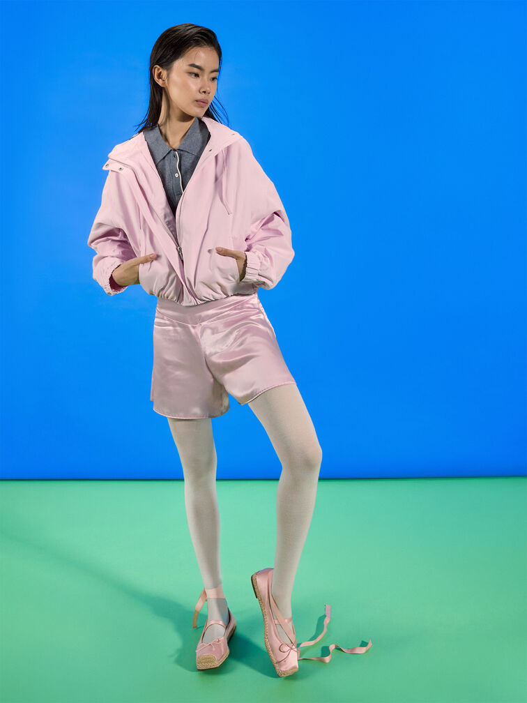 Bernadine Recycled Polyester Tie-Around Espadrille Flats, Pink, hi-res