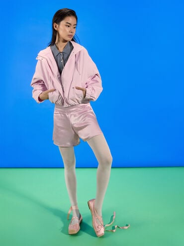 Bernadine Recycled Polyester Tie-Around Espadrille Flats, Pink, hi-res