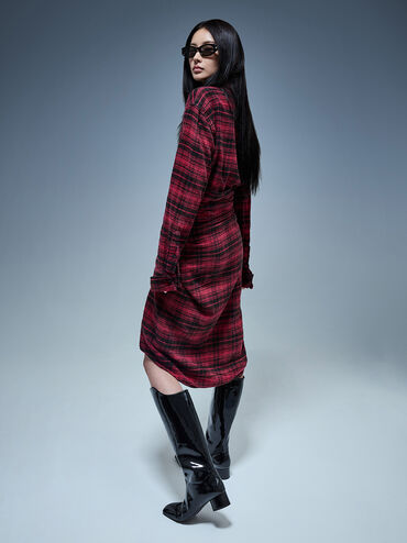 Patent Elongated Square-Toe Knee-High Boots, Black Patent, hi-res