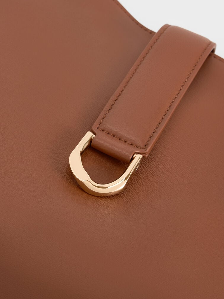 Gabine Leather Belted Hobo Bag, Chocolate, hi-res