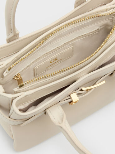Jody Leather Belted Tote Bag, Chalk, hi-res