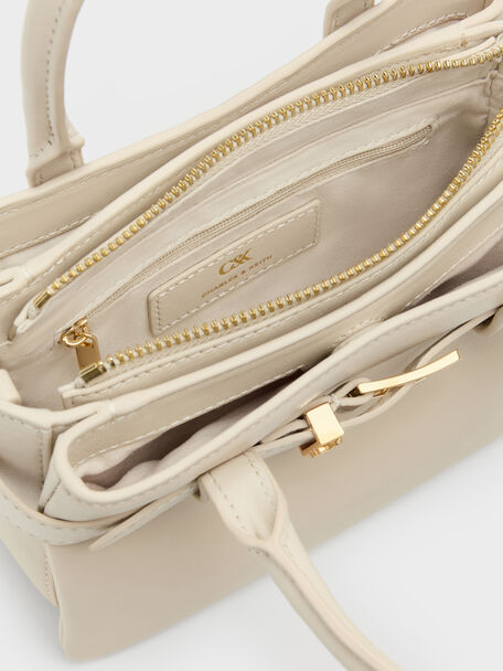 Jody Leather Belted Tote Bag, Chalk, hi-res