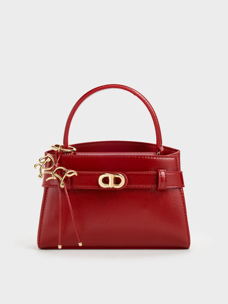 Aubrielle Horse-Motif Top Handle Bag, Tomato Red, hi-res