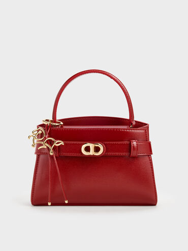 Aubrielle Horse-Motif Top Handle Bag, Tomato Red, hi-res