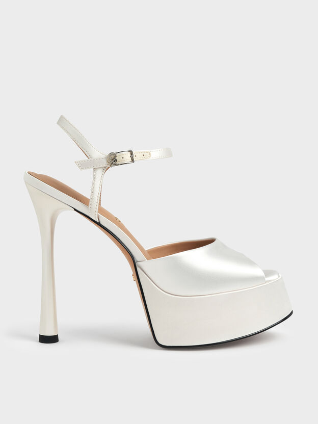 Francesca Peep-Toe Platform Heels, White, hi-res