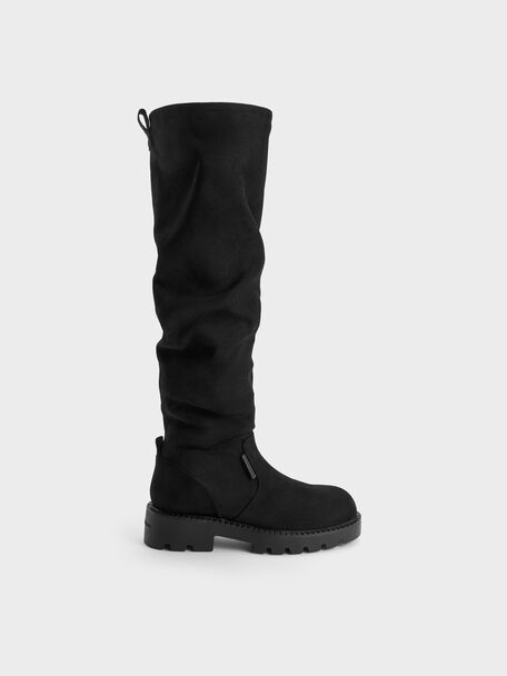 Camilla Faux Suede Thigh-High Boots, Black Textured, hi-res