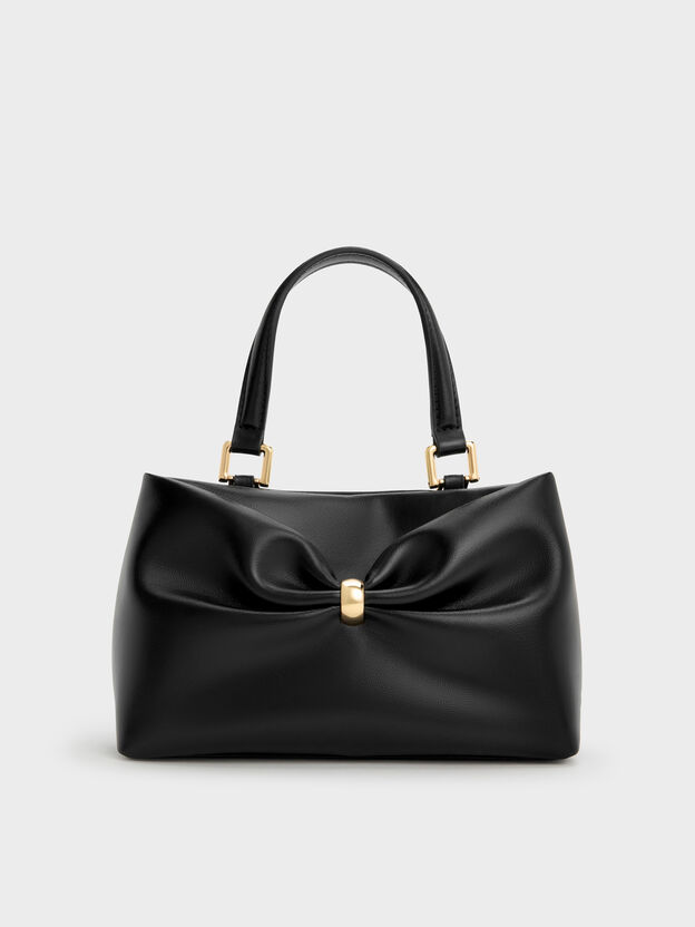 Halsey Ruched Top Handle Bag, Black, hi-res