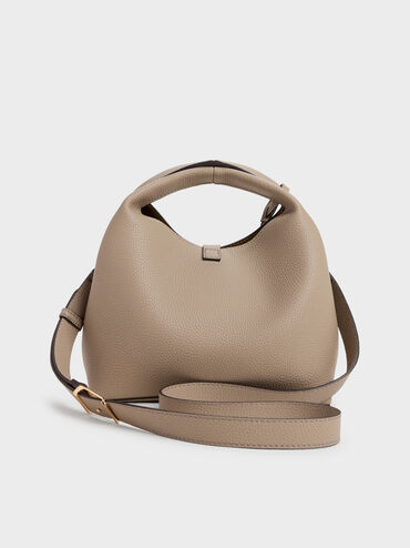 Chance Turn-Lock Bucket Bag, Taupe, hi-res