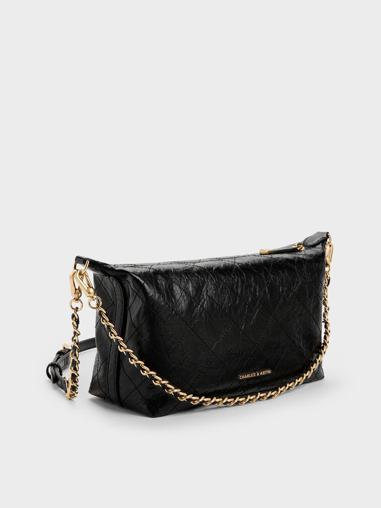 Duo Quilted Shoulder Bag, Black, hi-res