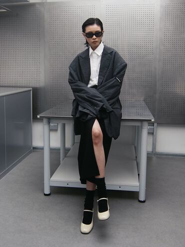 Patent Block-Heel Mary Jane Pumps, Chalk, hi-res