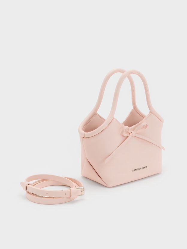 Hazel Bow Tubular Top Handle Bag, Soft Pink, hi-res