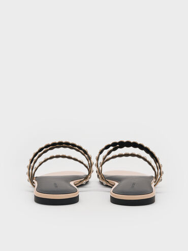 Crystal-Embellished Triple-Strap Sandals, Nude, hi-res