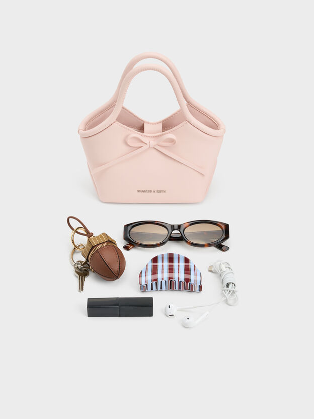 Hazel Bow Tubular Top Handle Bag, Soft Pink, hi-res