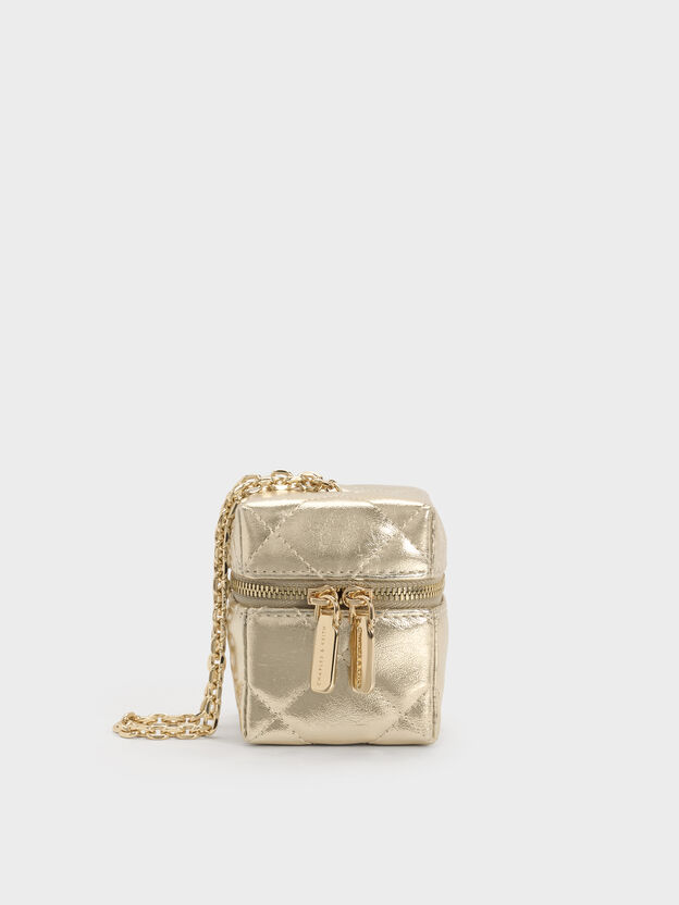 Janie Quilted Micro Bag, Champagne, hi-res