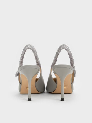 Tully Leather Ruched Print Slingback Pumps, Grey, hi-res